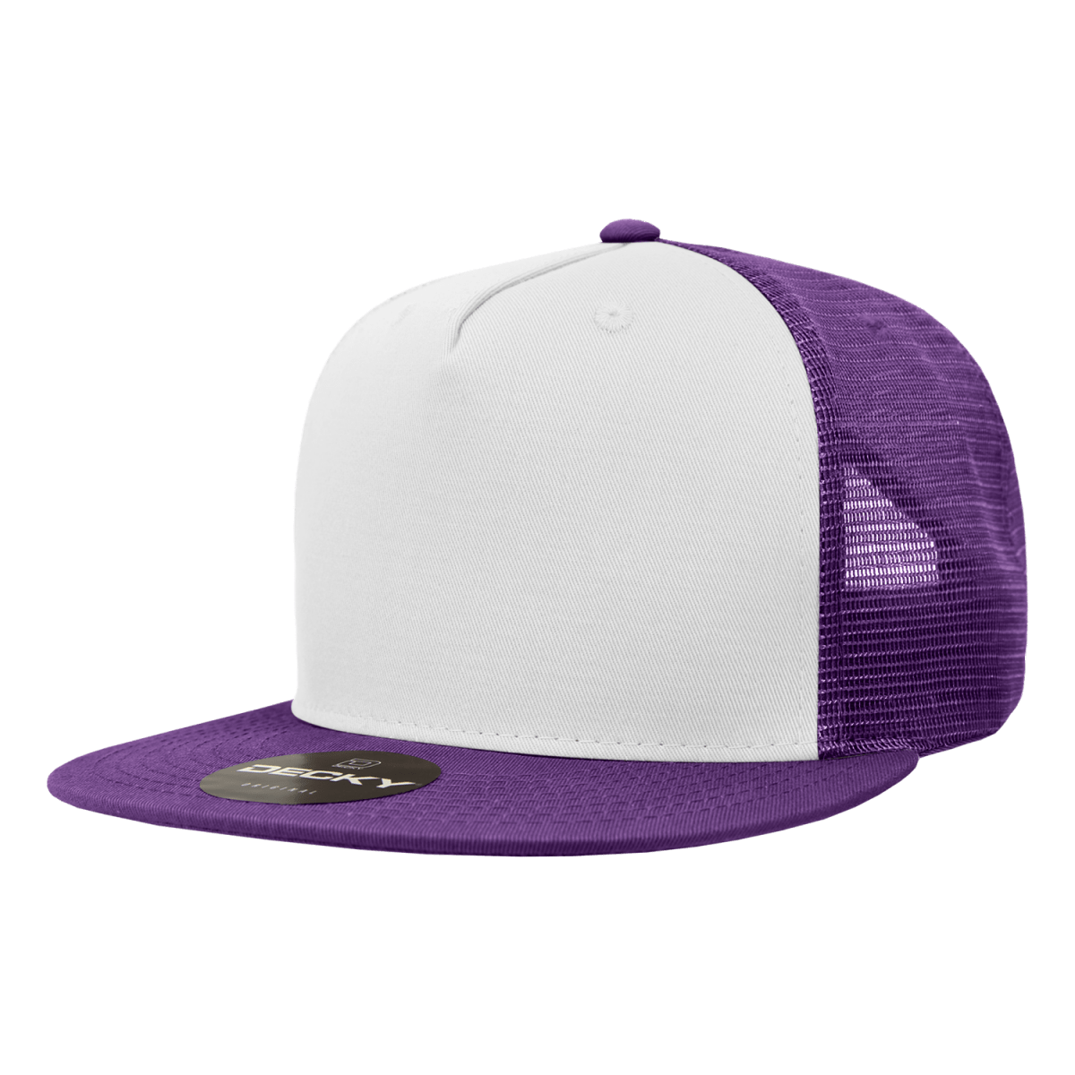 Decky 5 Panel High Profile Structured Cotton Blend Trucker | Decky 1040 Pur/Wht/Pur Standard