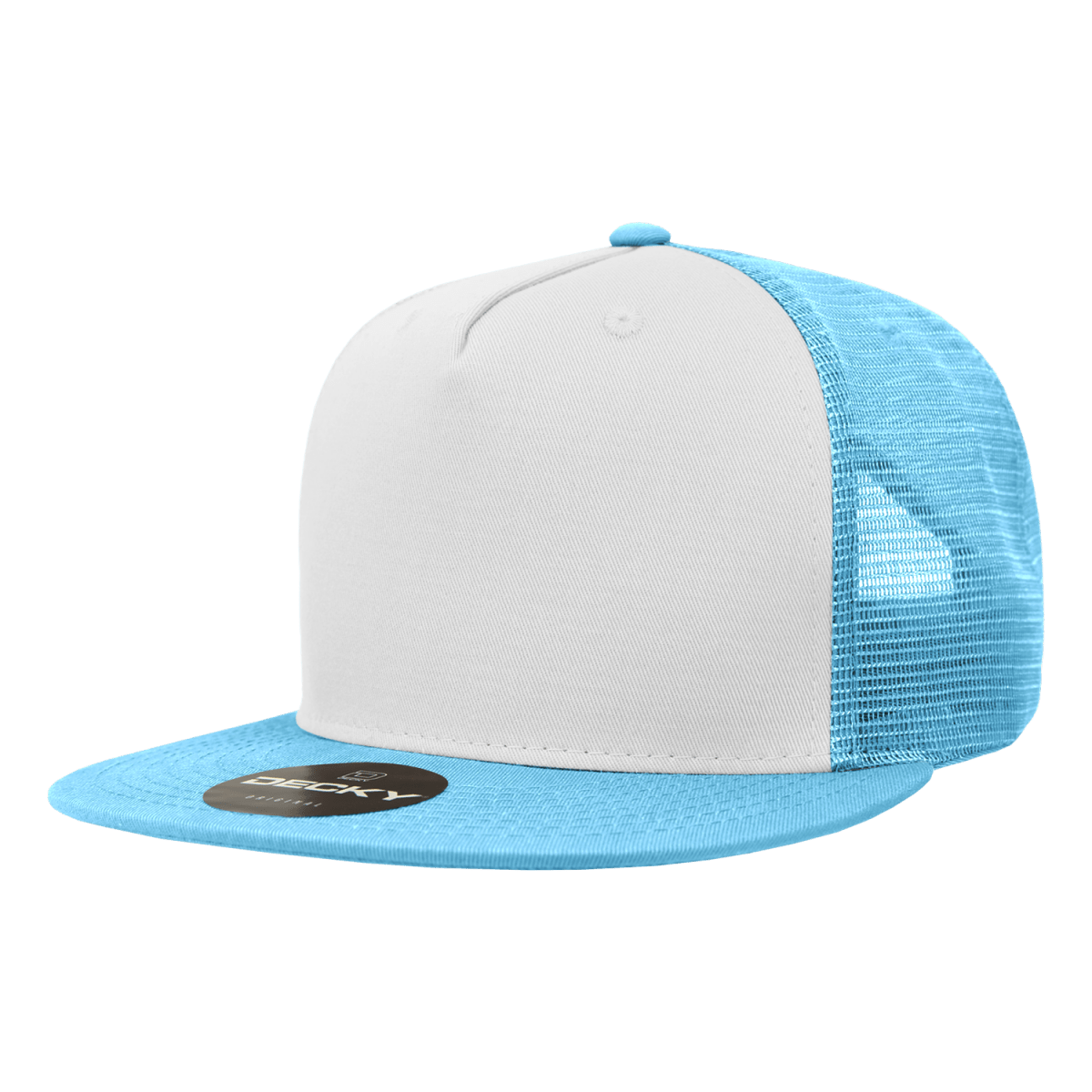 Decky 5 Panel High Profile Structured Cotton Blend Trucker | Decky 1040 Sky/Wht/Sky Standard