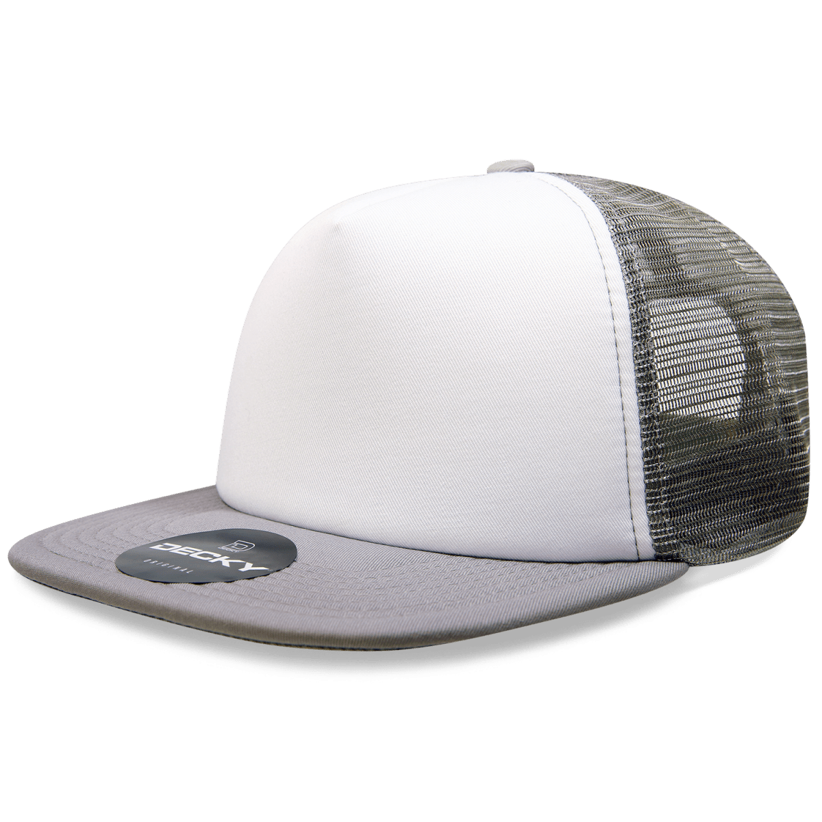 Decky 5 Panel High Profile Structured Foam Trucker | Decky 1080 White/Grey OSFM