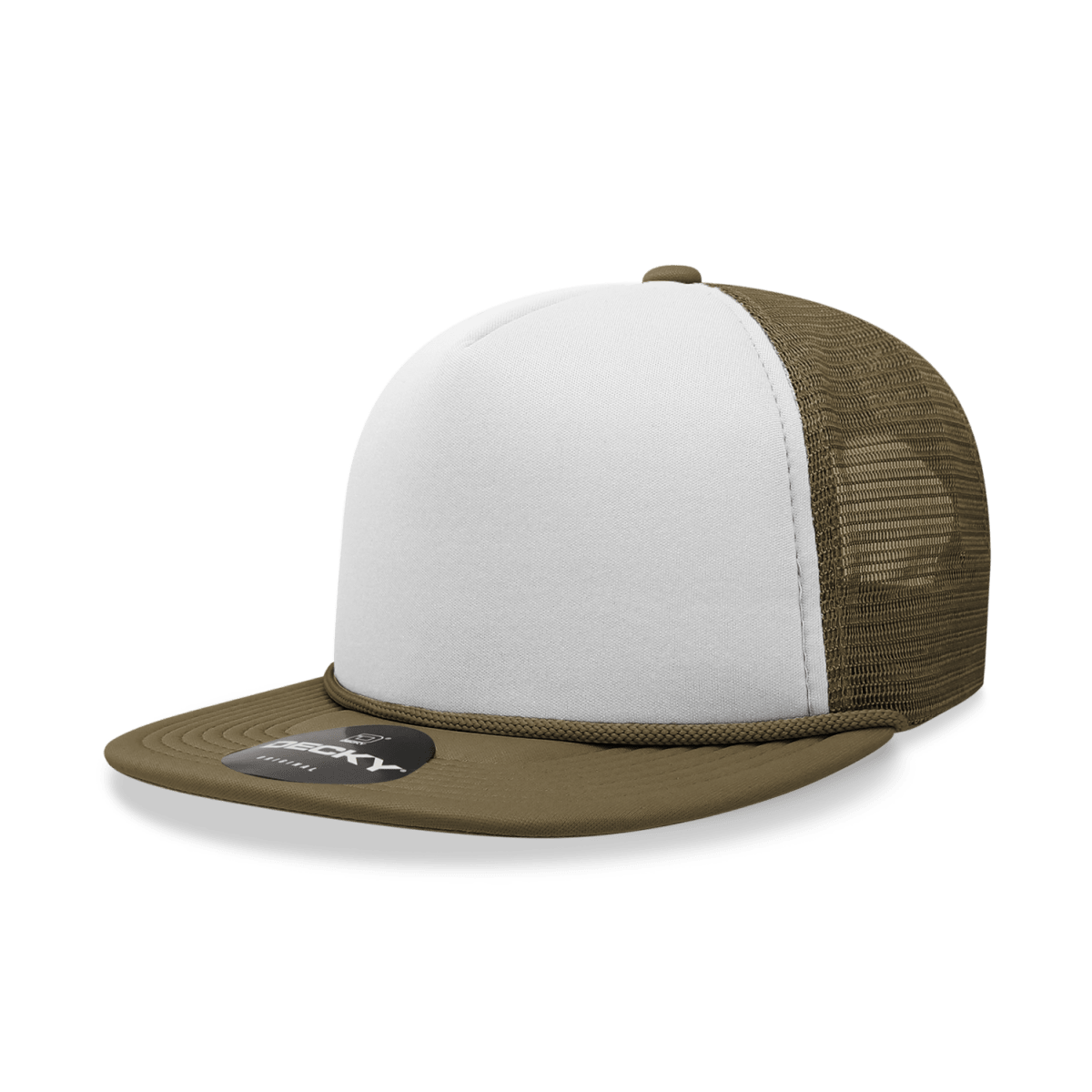 Decky 5 Panel High Profile Structured Foam Trucker | Decky 6026 Brown/White/Brown Standard