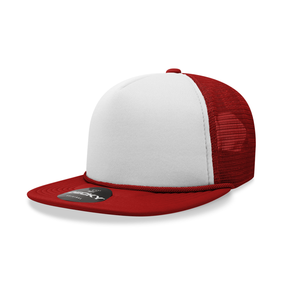 Decky 5 Panel High Profile Structured Foam Trucker | Decky 6026 Cardinal/White/Cardinal Standard
