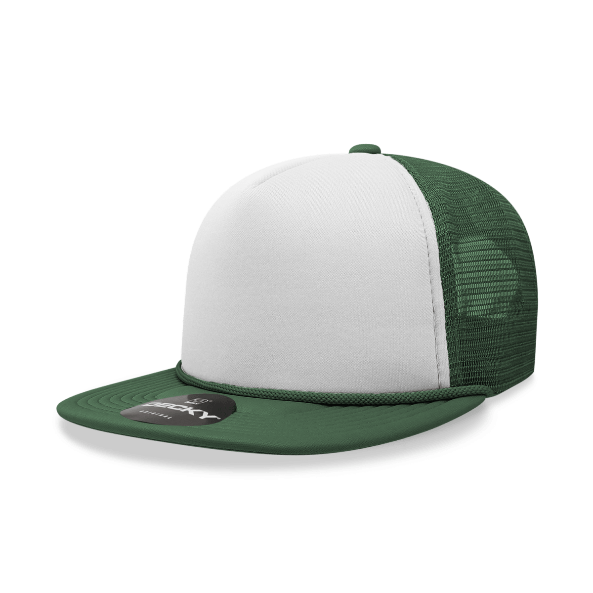 Decky 5 Panel High Profile Structured Foam Trucker | Decky 6026 Forest/White/Forest Standard