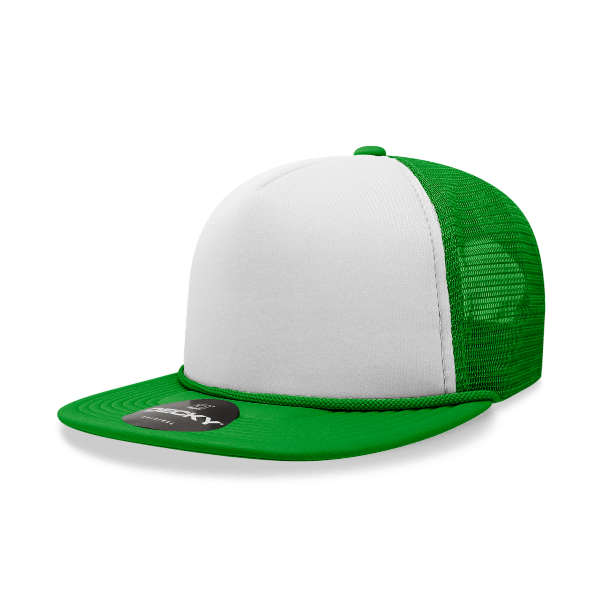 Decky 5 Panel High Profile Structured Foam Trucker | Decky 6026 Kelly/White/Kelly Standard