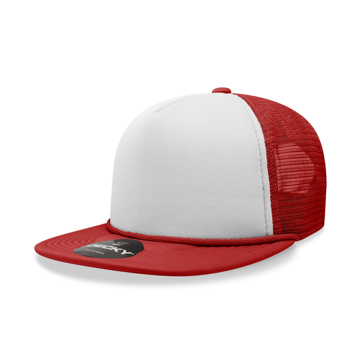 Decky 5 Panel High Profile Structured Foam Trucker | Decky 6026 Red/White/Red Standard