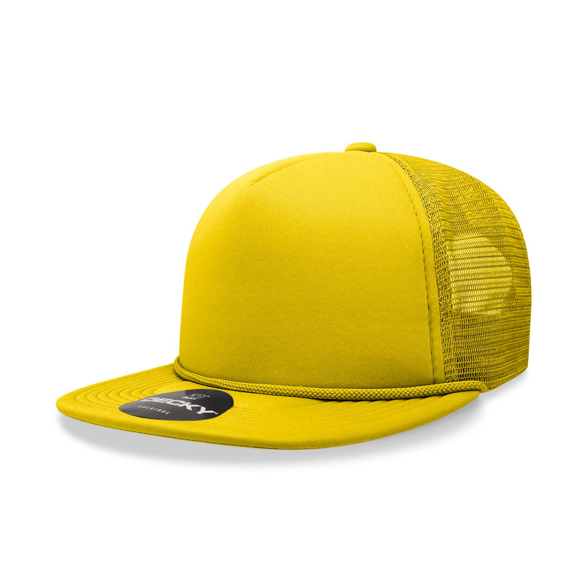 Decky 5 Panel High Profile Structured Foam Trucker | Decky 6026 Yellow Standard