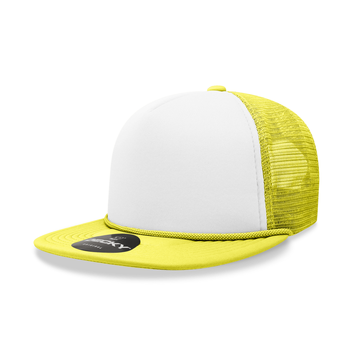 Decky 5 Panel High Profile Structured Foam Trucker | Decky 6026 Yellow/White/Yellow Standard