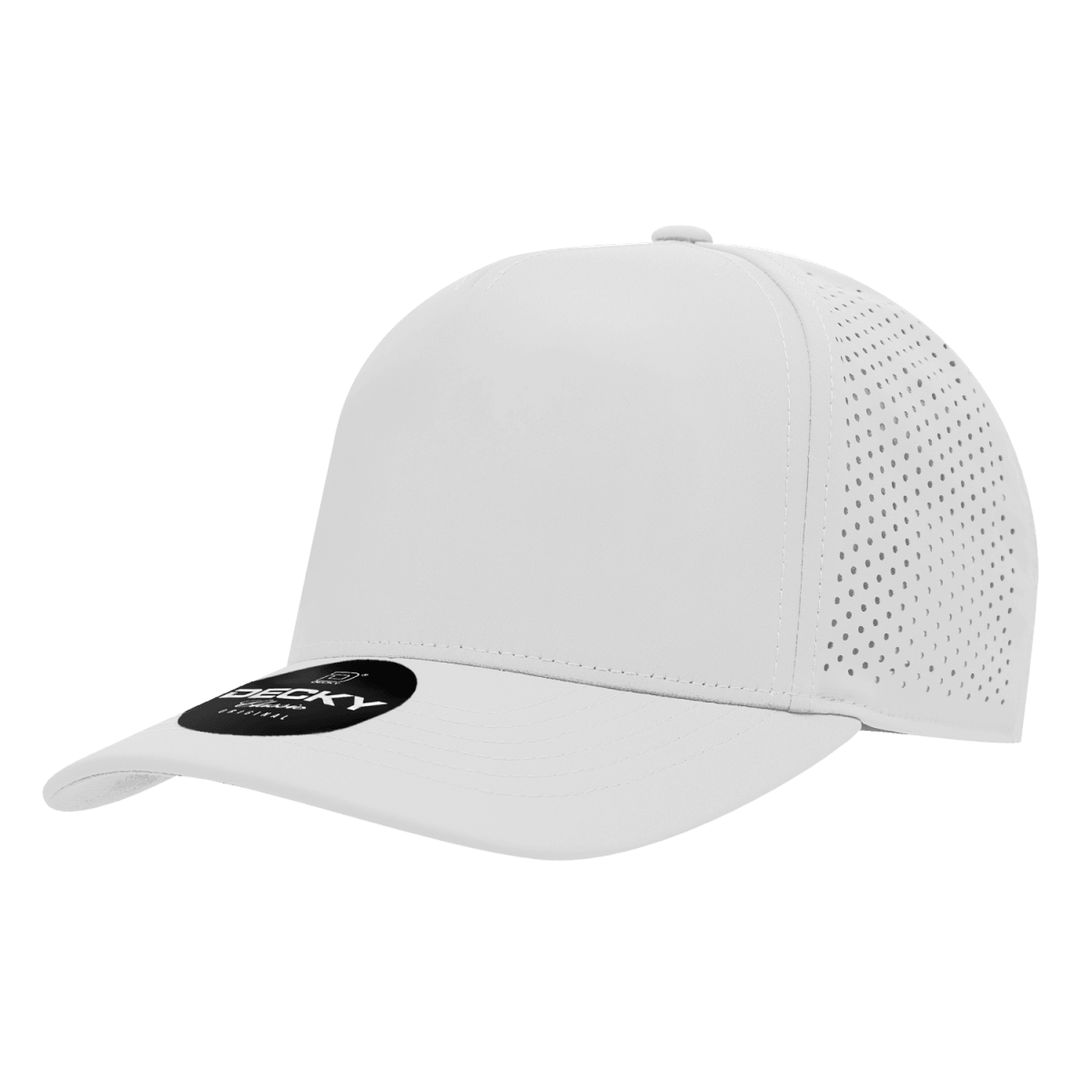 Decky 5 Panel High Profile Structured Perforated Performance Cap | Decky 6045 White Standard Hats