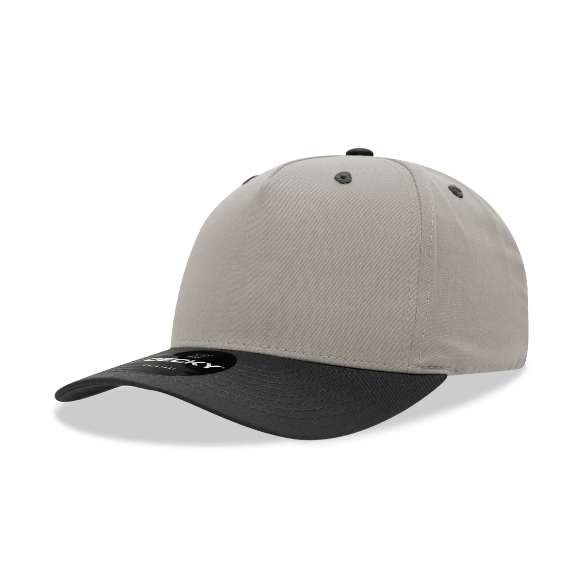 Decky 5 Panel Mid Profile Structured Cotton Blend Cap | Decky 6024 Stone/Black Standard Hats