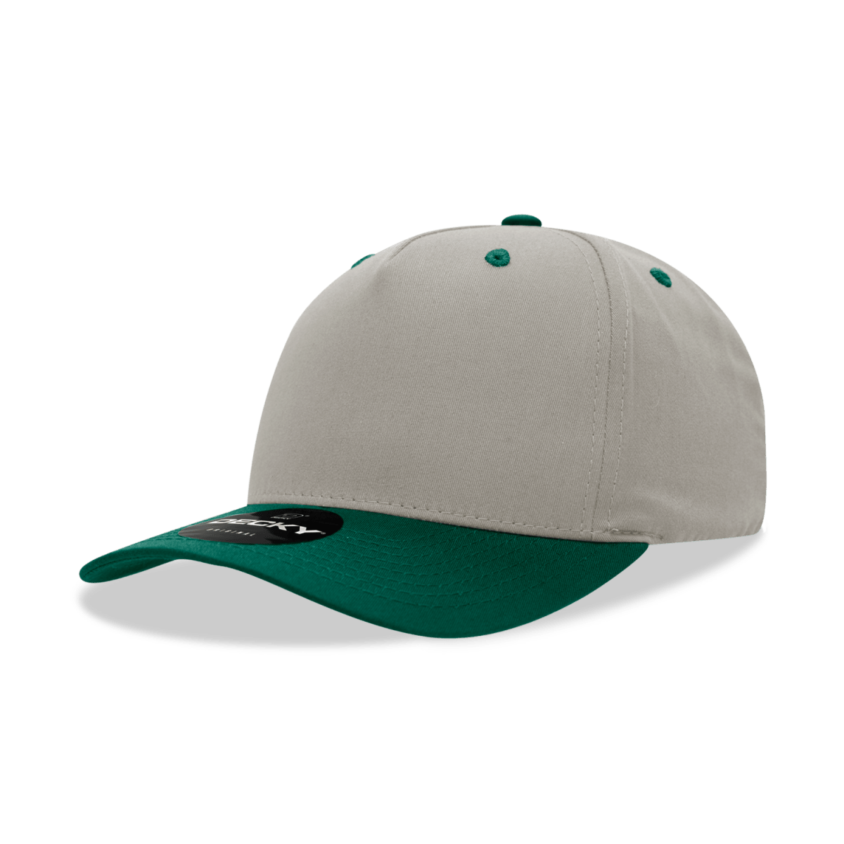 Decky 5 Panel Mid Profile Structured Cotton Blend Cap | Decky 6024 Stone/Forest Standard Hats