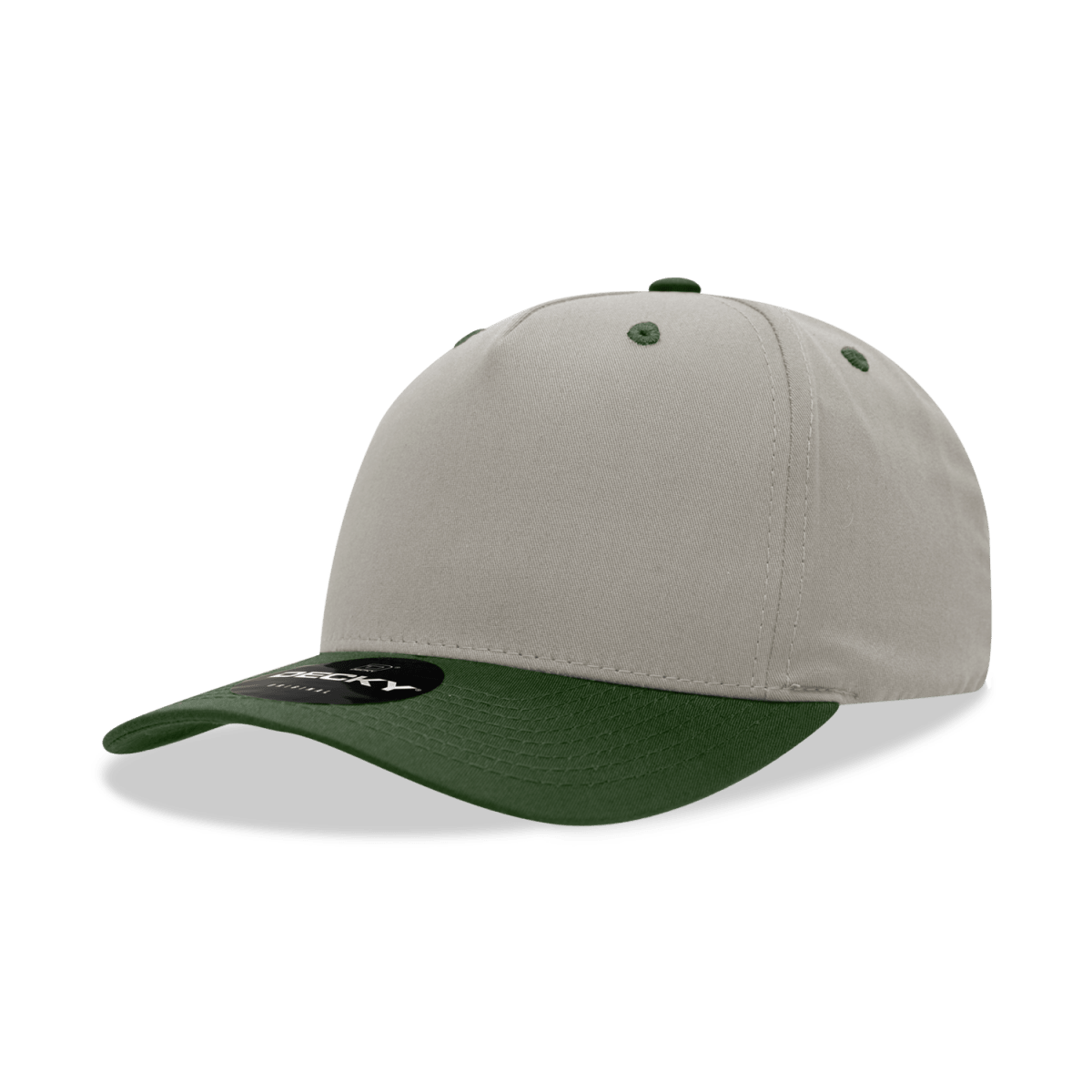 Decky 5 Panel Mid Profile Structured Cotton Blend Cap | Decky 6024 Stone/Olive Standard Hats