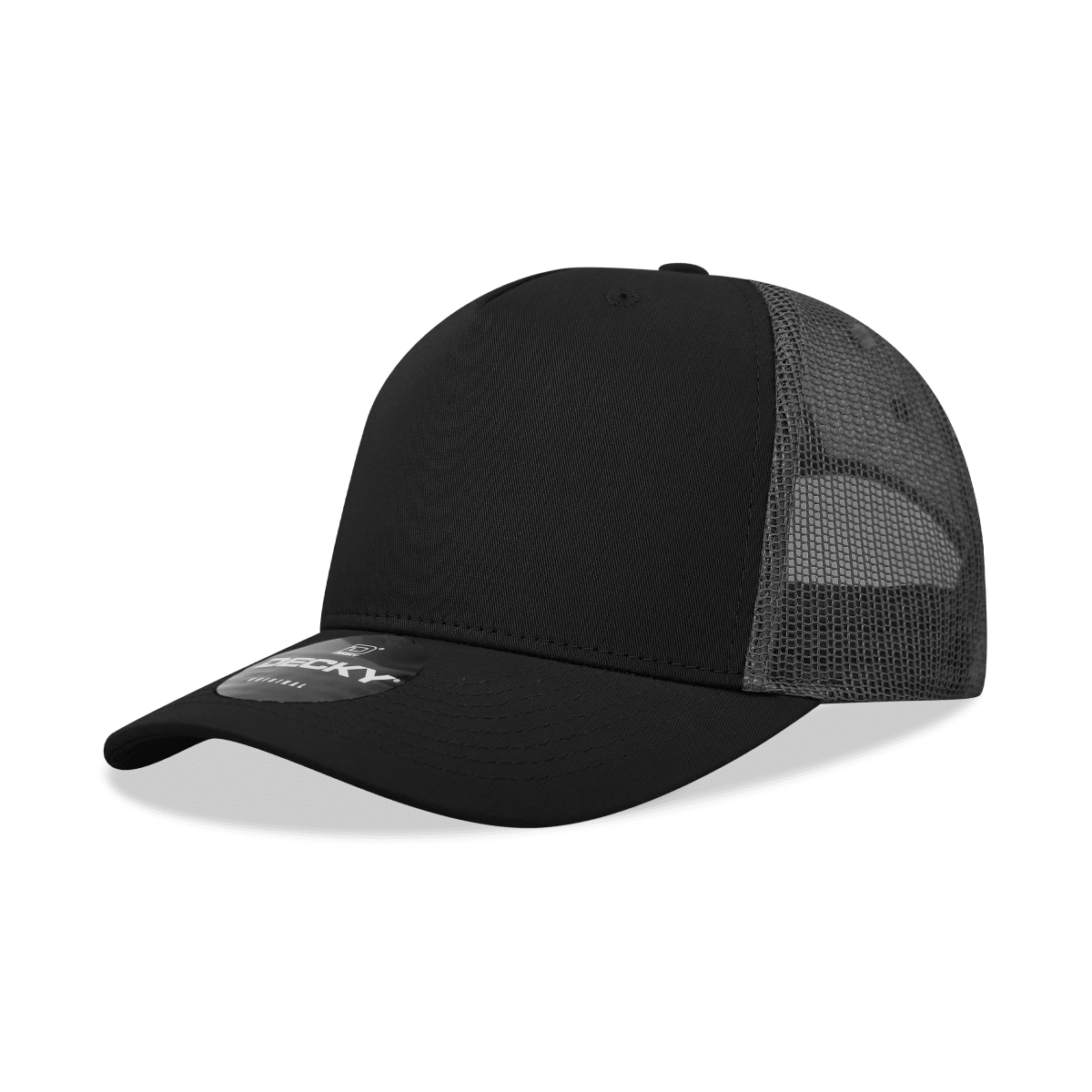 Decky 5 Panel Mid Profile Structured Cotton Blend Trucker | Decky 6030 Black/Charcoal Standard