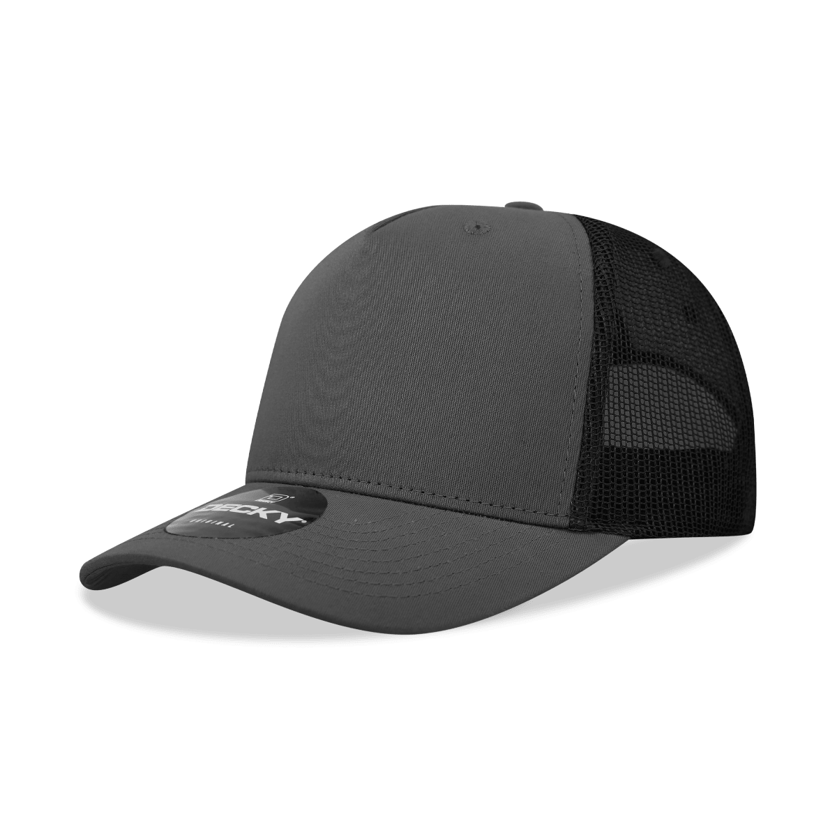 Decky 5 Panel Mid Profile Structured Cotton Blend Trucker | Decky 6030 Charcoal/Black Standard