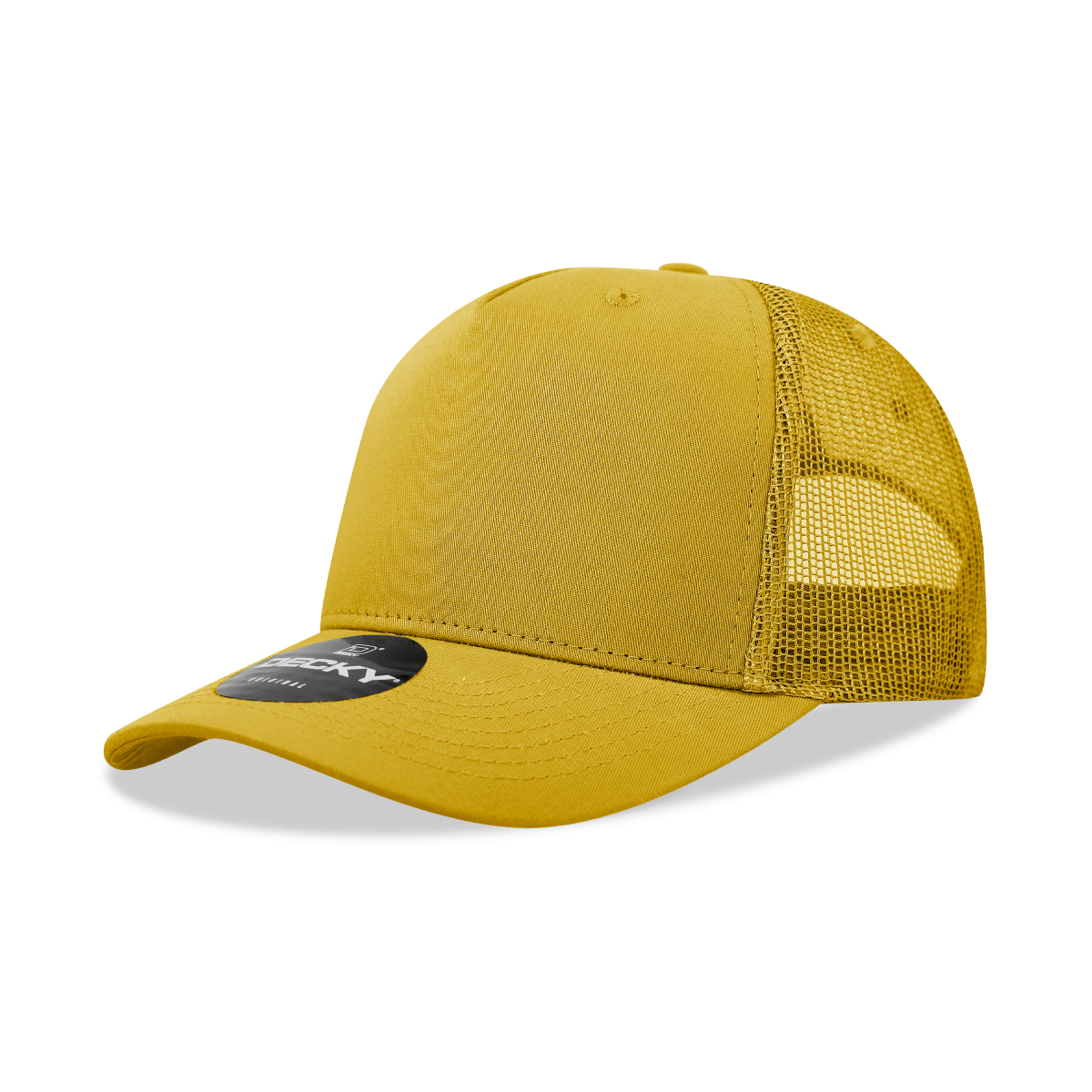 Decky 5 Panel Mid Profile Structured Cotton Blend Trucker | Decky 6030 Gold Standard