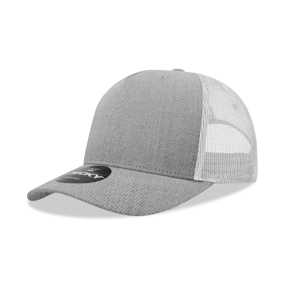 Decky 5 Panel Mid Profile Structured Cotton Blend Trucker | Decky 6030 Heather Grey/White Standard