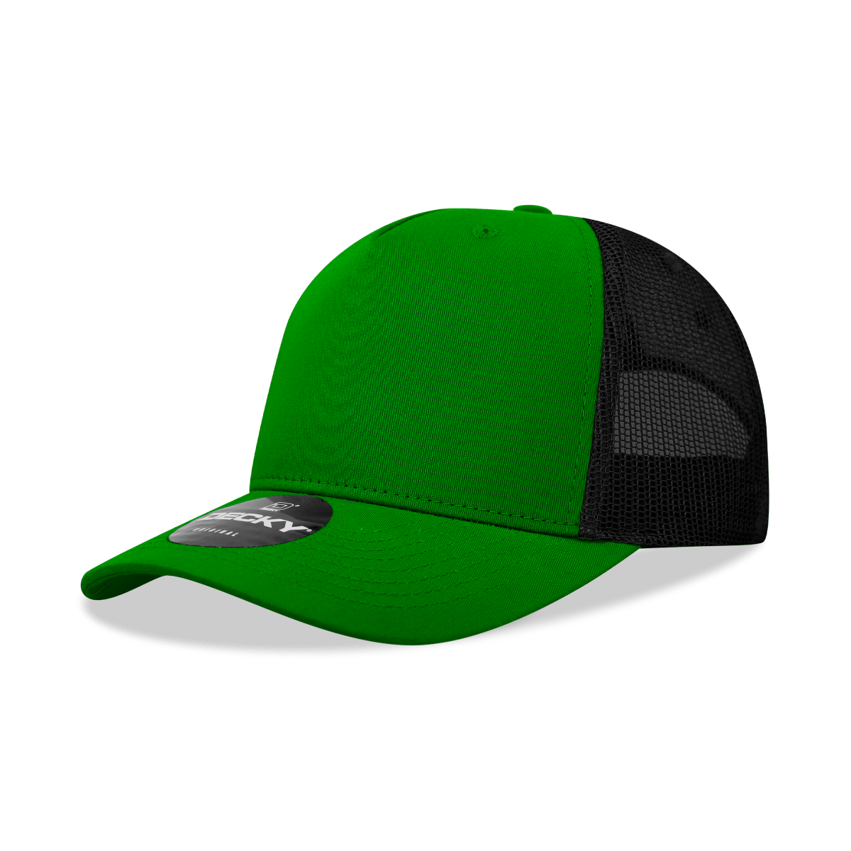Decky 5 Panel Mid Profile Structured Cotton Blend Trucker | Decky 6030 Kelly/Black Standard