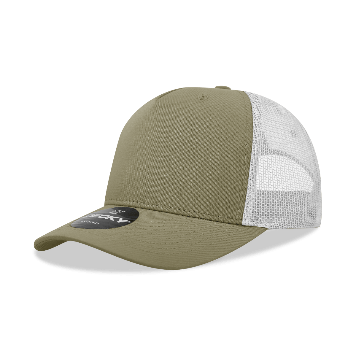 Decky 5 Panel Mid Profile Structured Cotton Blend Trucker | Decky 6030 Khaki/White Standard