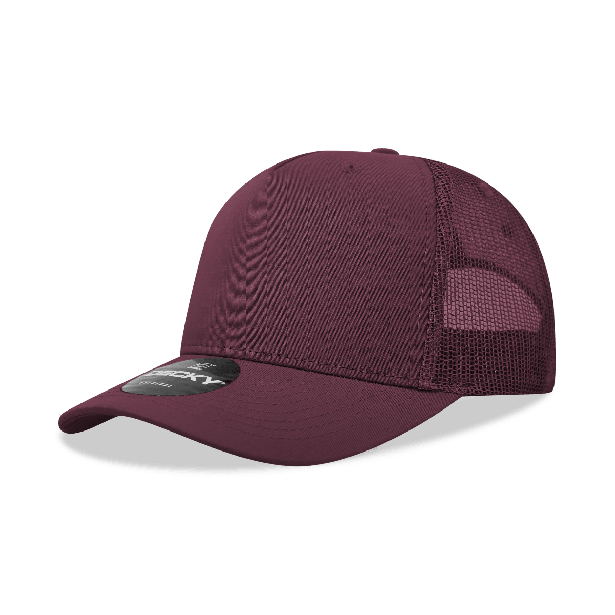Decky 5 Panel Mid Profile Structured Cotton Blend Trucker | Decky 6030 Maroon Standard