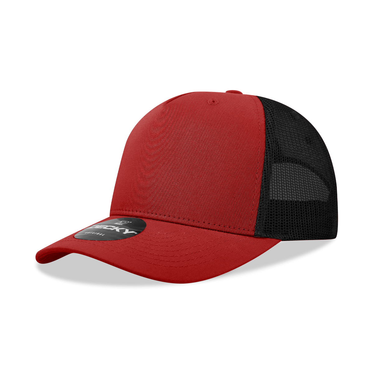 Decky 5 Panel Mid Profile Structured Cotton Blend Trucker | Decky 6030 Red/Black Standard