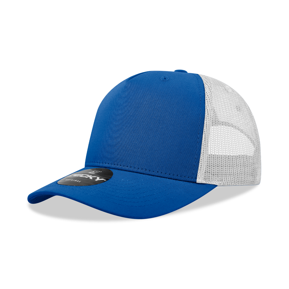 Decky 5 Panel Mid Profile Structured Cotton Blend Trucker | Decky 6030 Royal/White Standard