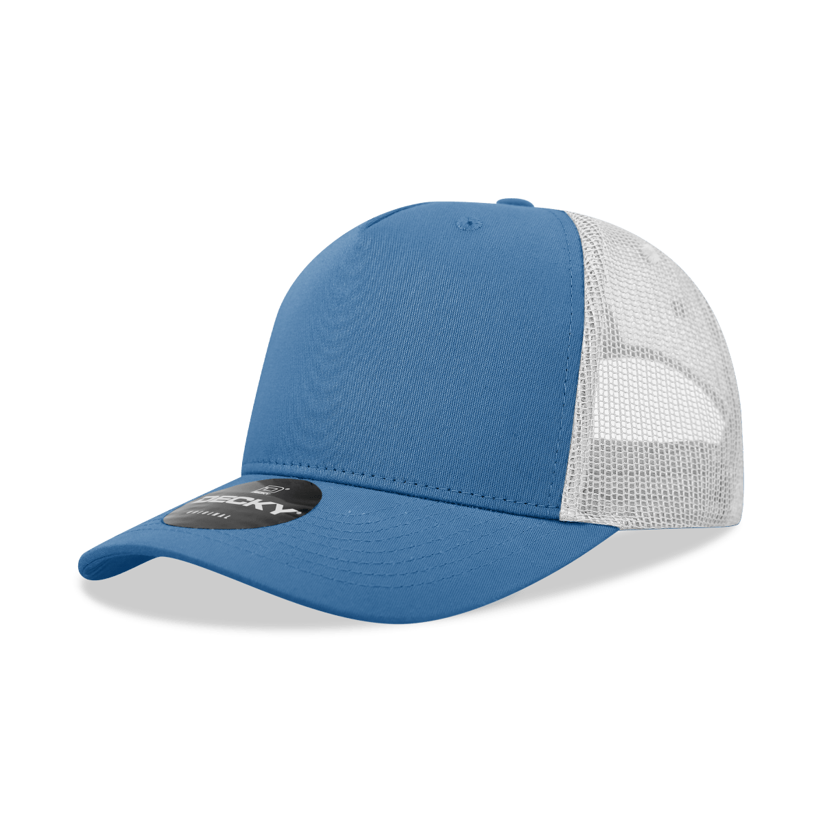 Decky 5 Panel Mid Profile Structured Cotton Blend Trucker | Decky 6030 Sky/White Standard