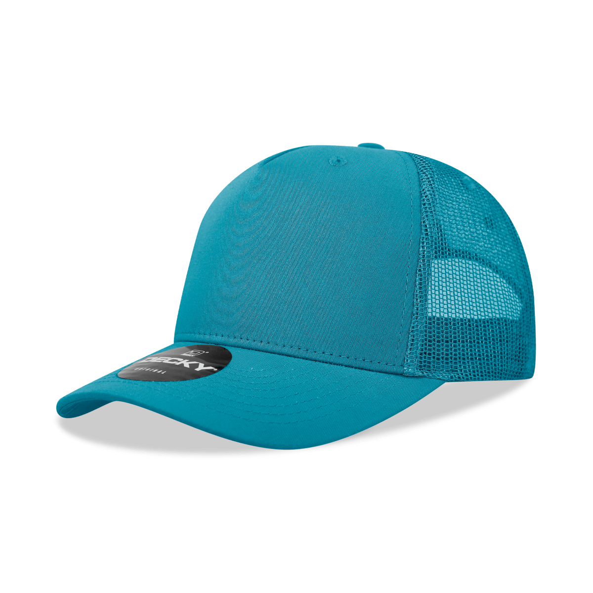 Decky 5 Panel Mid Profile Structured Cotton Blend Trucker | Decky 6030 Teal Standard