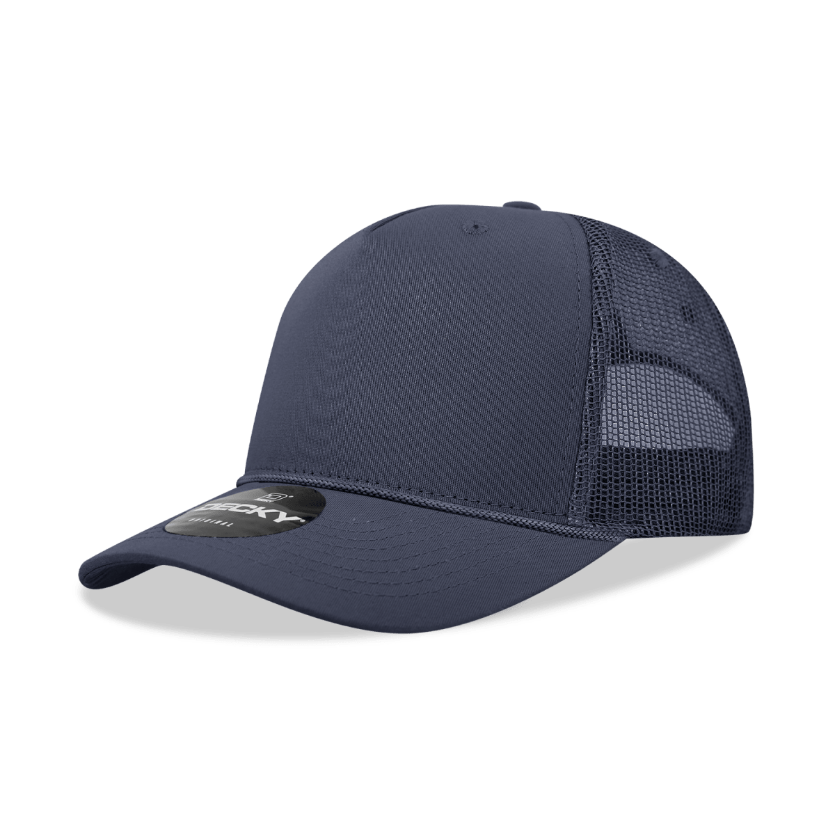 Decky 5 Panel Mid Profile Structured Cotton/Poly Blend Trucker w/Rope | Decky 6040 Navy Standard