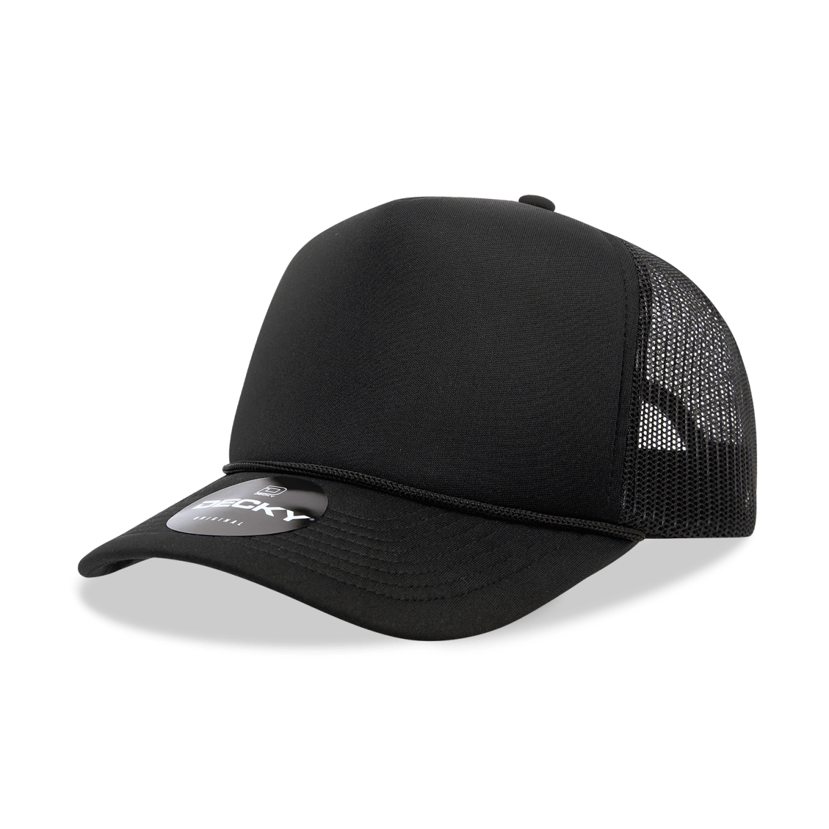 Decky 5 Panel Mid Profile Structured Foam Trucker | Decky 6025 Black Standard