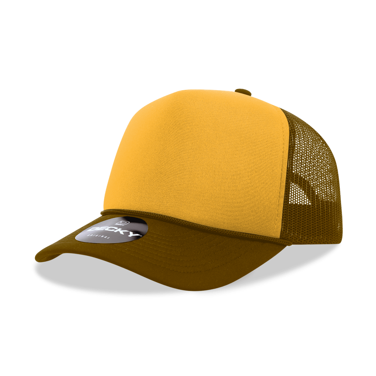 Decky 5 Panel Mid Profile Structured Foam Trucker | Decky 6025 Brn/Gld/Brn Standard
