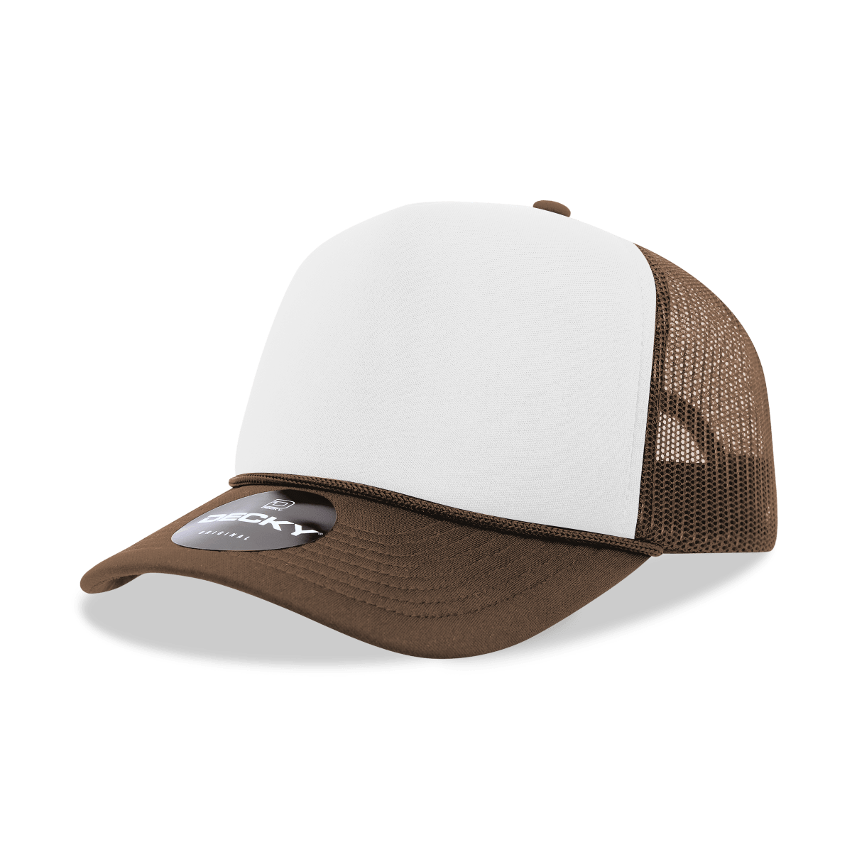 Decky 5 Panel Mid Profile Structured Foam Trucker | Decky 6025 Brn/Wht/Brn Standard