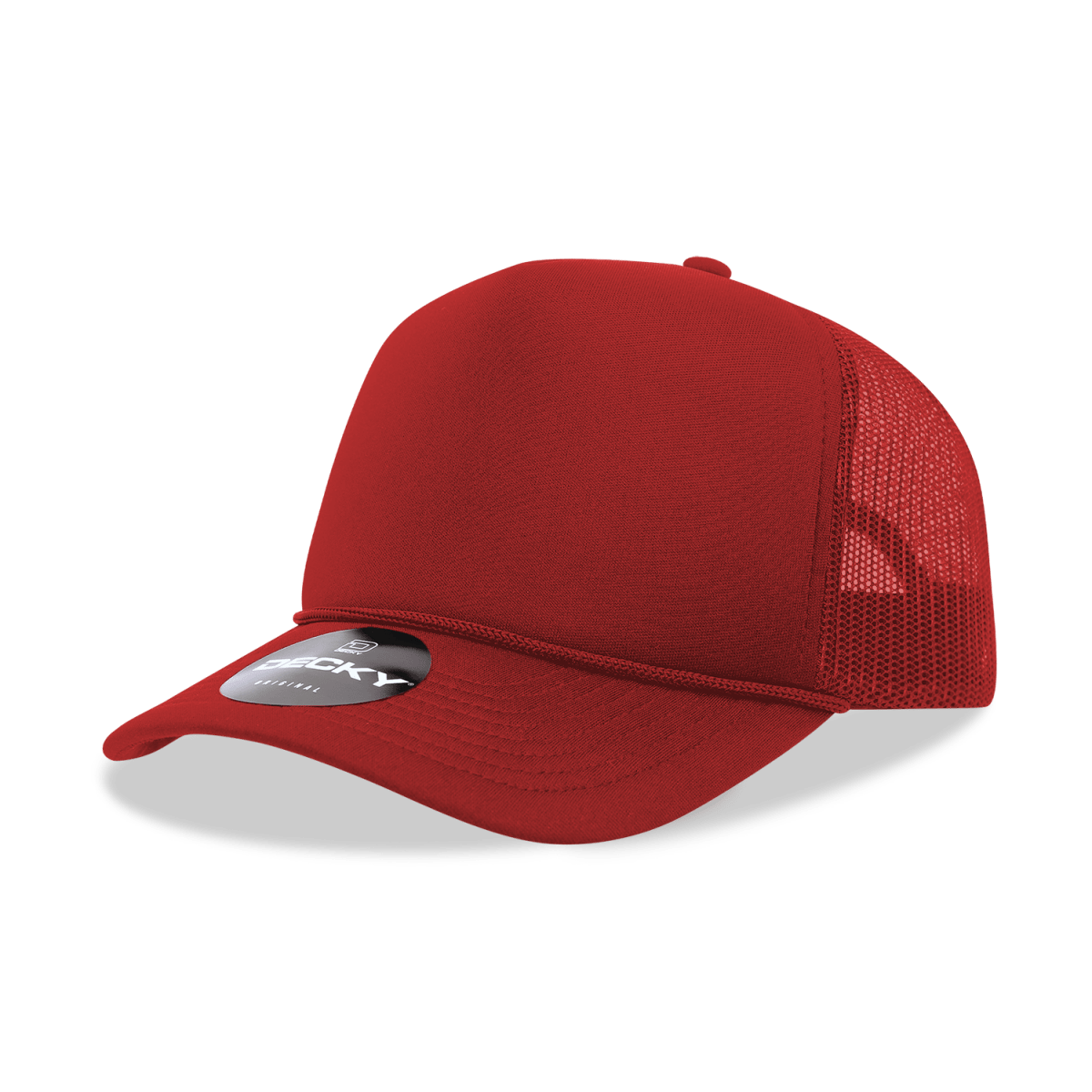 Decky 5 Panel Mid Profile Structured Foam Trucker | Decky 6025 Cardinal Standard