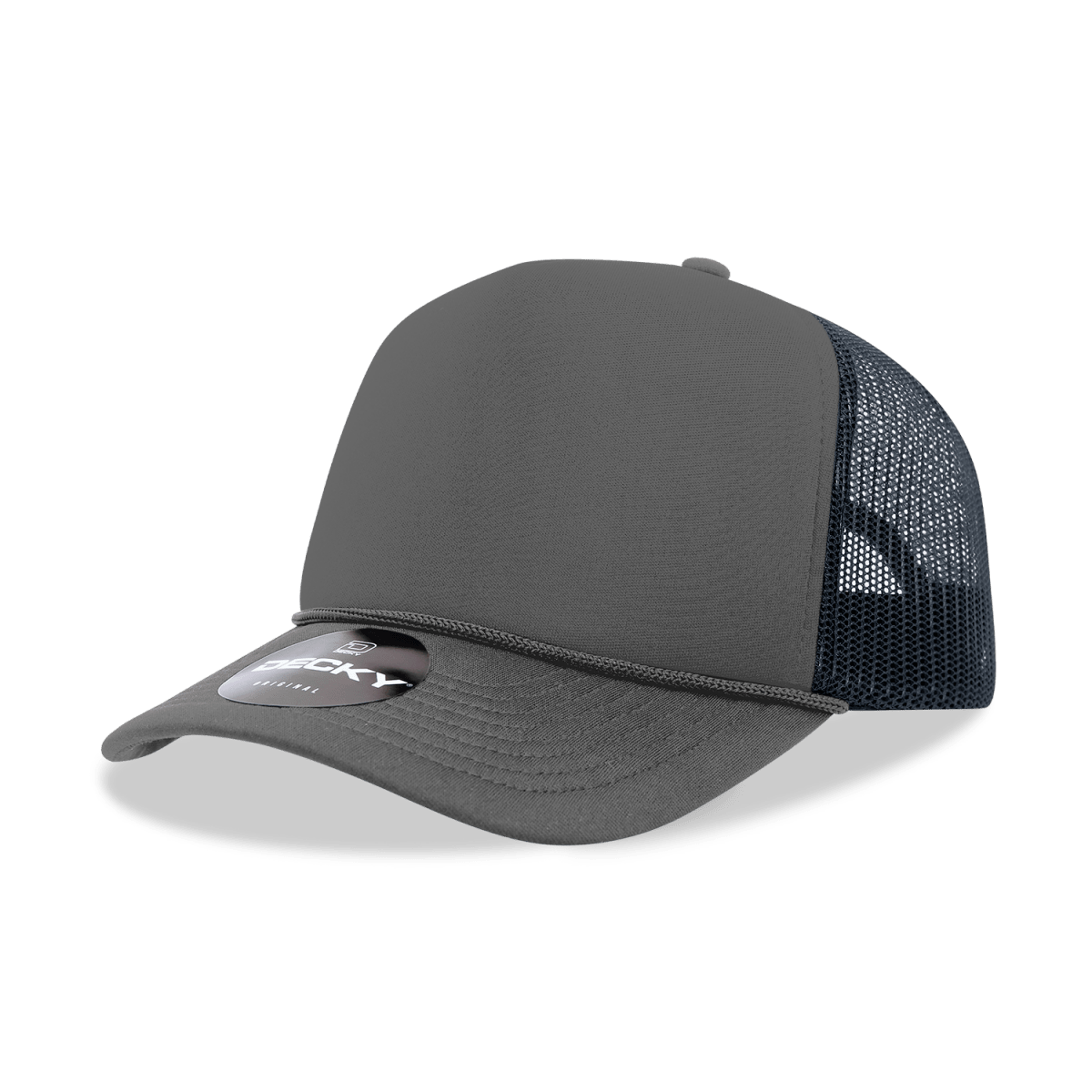 Decky 5 Panel Mid Profile Structured Foam Trucker | Decky 6025 Charcoal/Navy Standard
