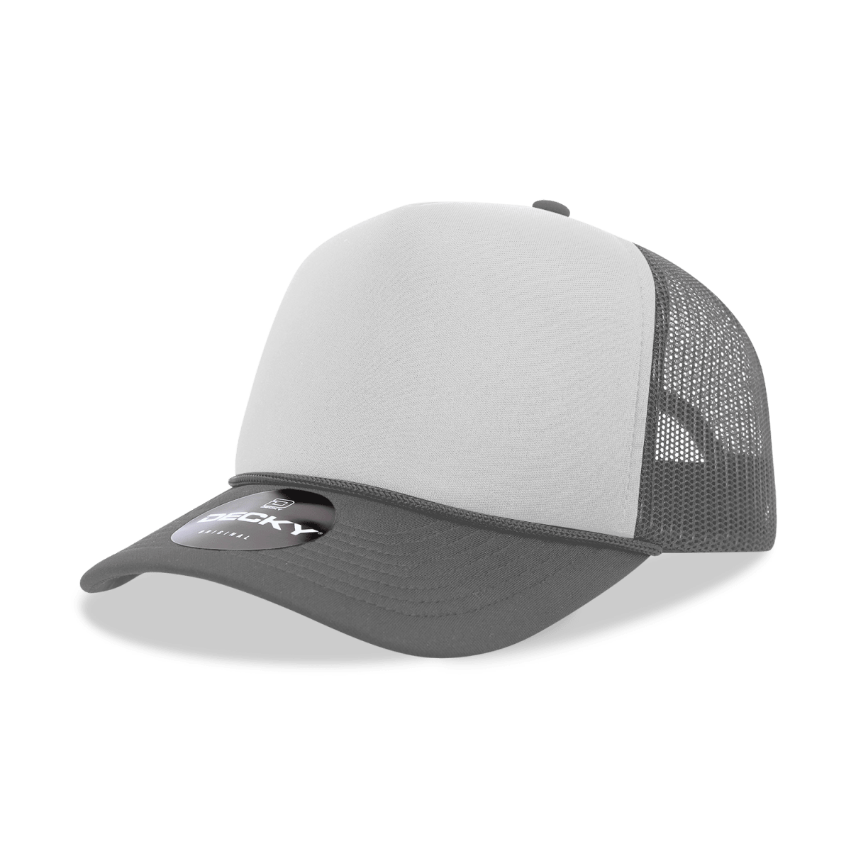 Decky 5 Panel Mid Profile Structured Foam Trucker | Decky 6025 Cha/Wht/Cha Standard