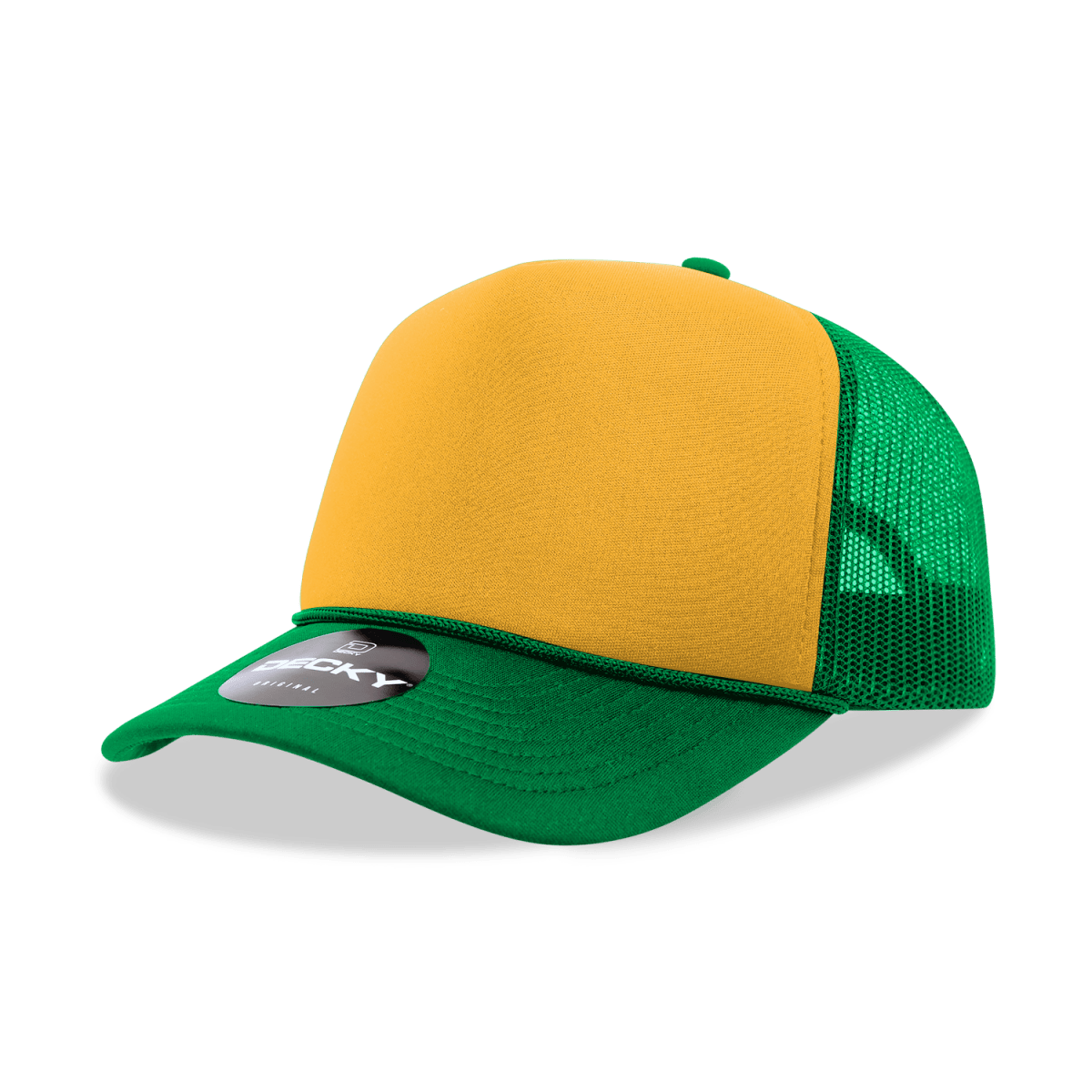 Decky 5 Panel Mid Profile Structured Foam Trucker | Decky 6025 Kel/Gld/Kel Standard