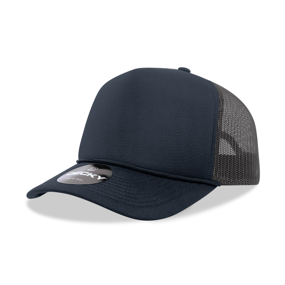 Decky 5 Panel Mid Profile Structured Foam Trucker | Decky 6025 Navy/Charcoal Standard