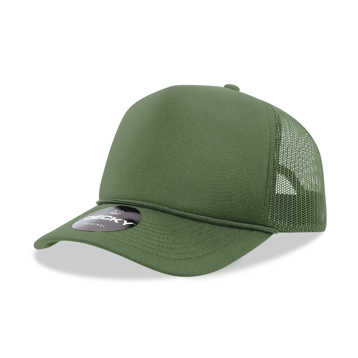 Decky 5 Panel Mid Profile Structured Foam Trucker | Decky 6025 Olive Standard