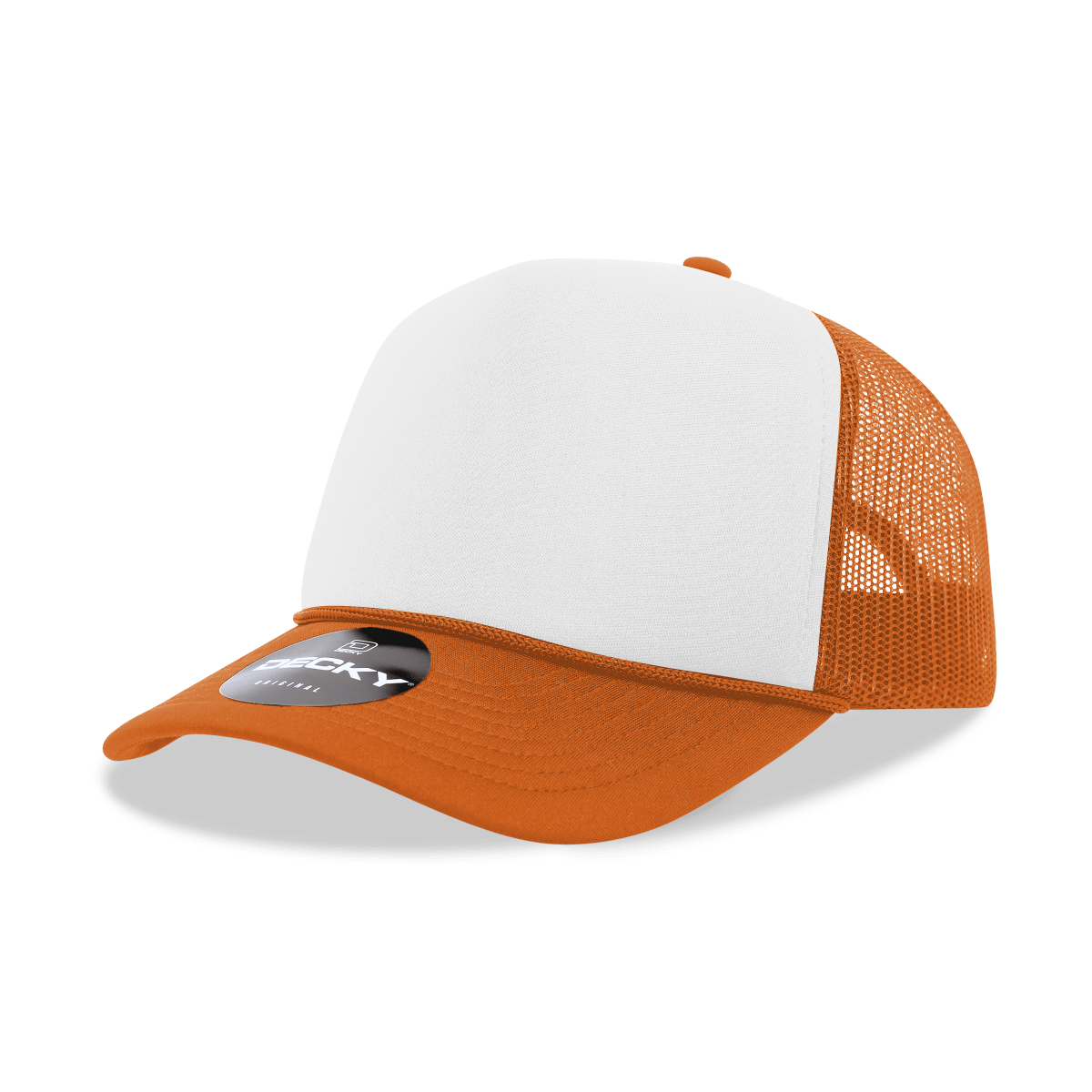 Decky 5 Panel Mid Profile Structured Foam Trucker | Decky 6025 Orn/Wht/Orn Standard