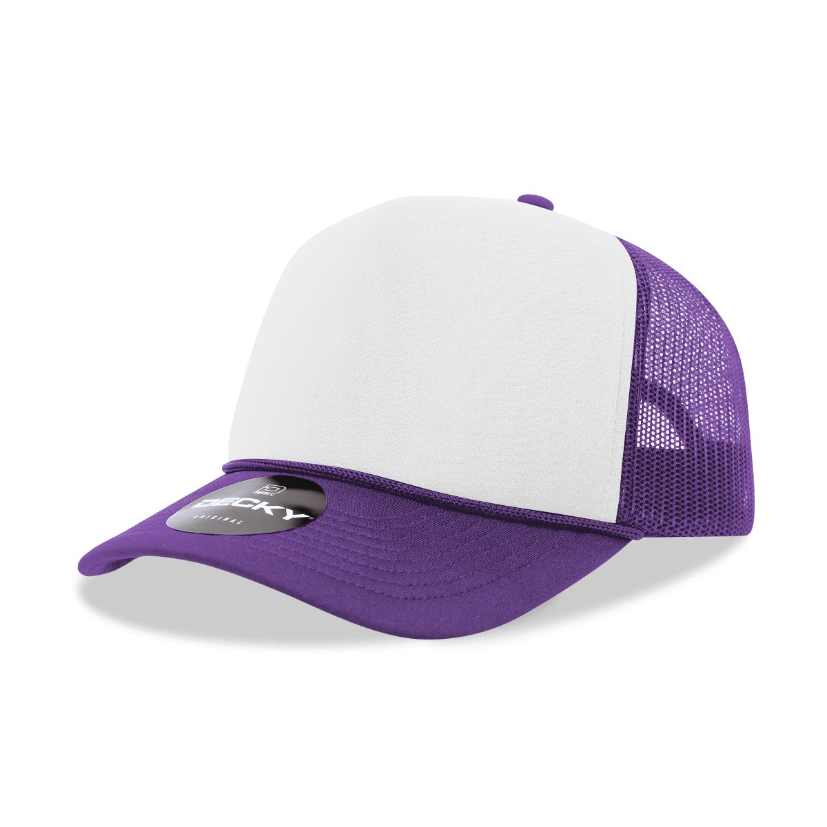 Decky 5 Panel Mid Profile Structured Foam Trucker | Decky 6025 Pur/Wht/Pur Standard