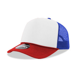 Decky 5 Panel Mid Profile Structured Foam Trucker | Decky 6025 Red/Wht/Ryl Standard
