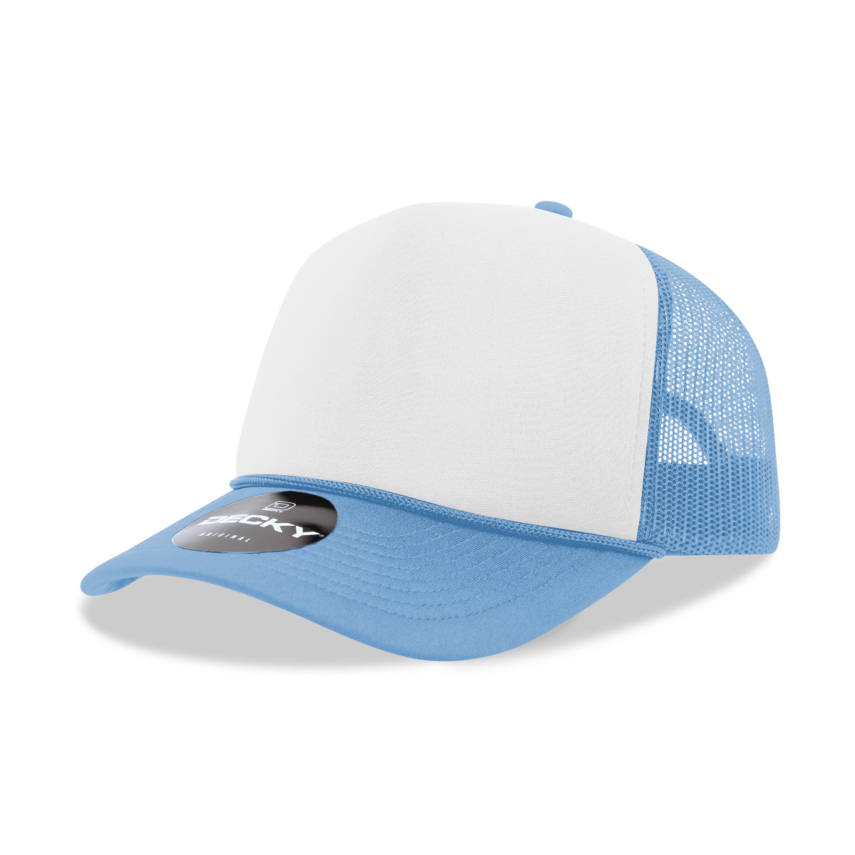 Decky 5 Panel Mid Profile Structured Foam Trucker | Decky 6025 Sky/Wht/Sky Standard