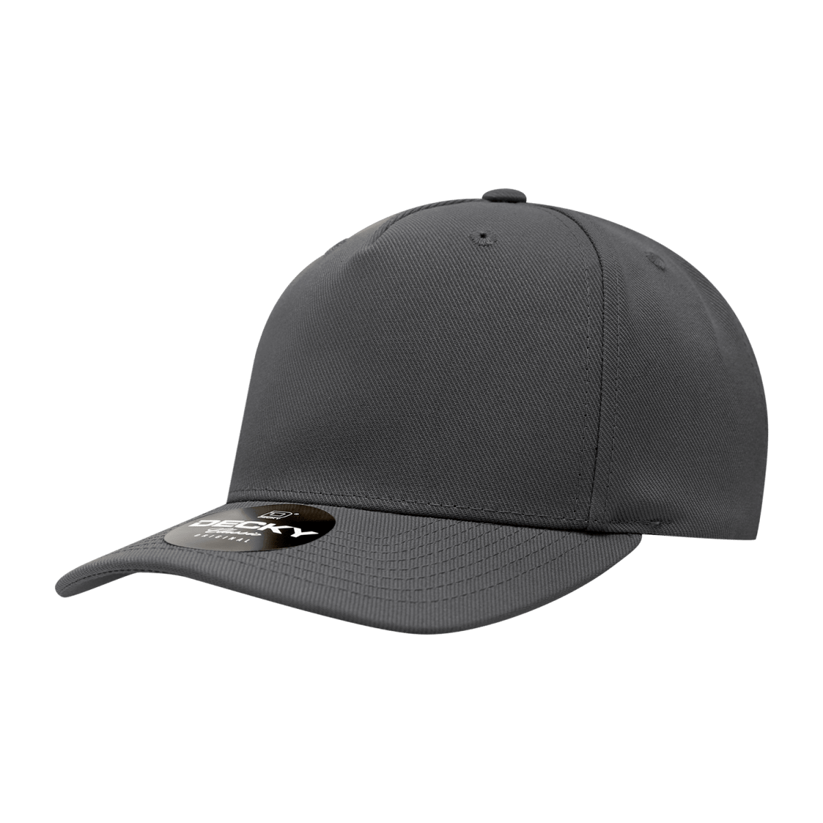 Decky 5 Panel Mid Profile Structured Polyester Cap | Decky 6038 Charcoal Standard Hats