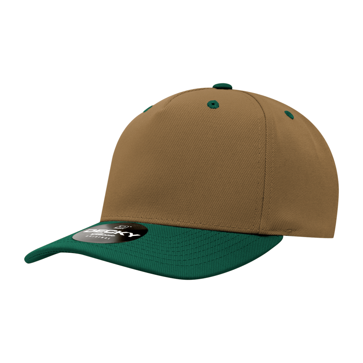 Decky 5 Panel Mid Profile Structured Polyester Cap | Decky 6038 Coyote/Forest Standard Hats