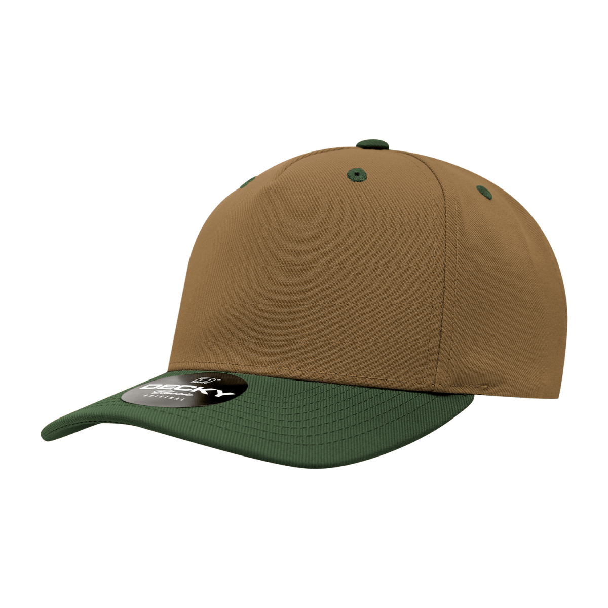 Decky 5 Panel Mid Profile Structured Polyester Cap | Decky 6038 Coyote/Olive Standard Hats
