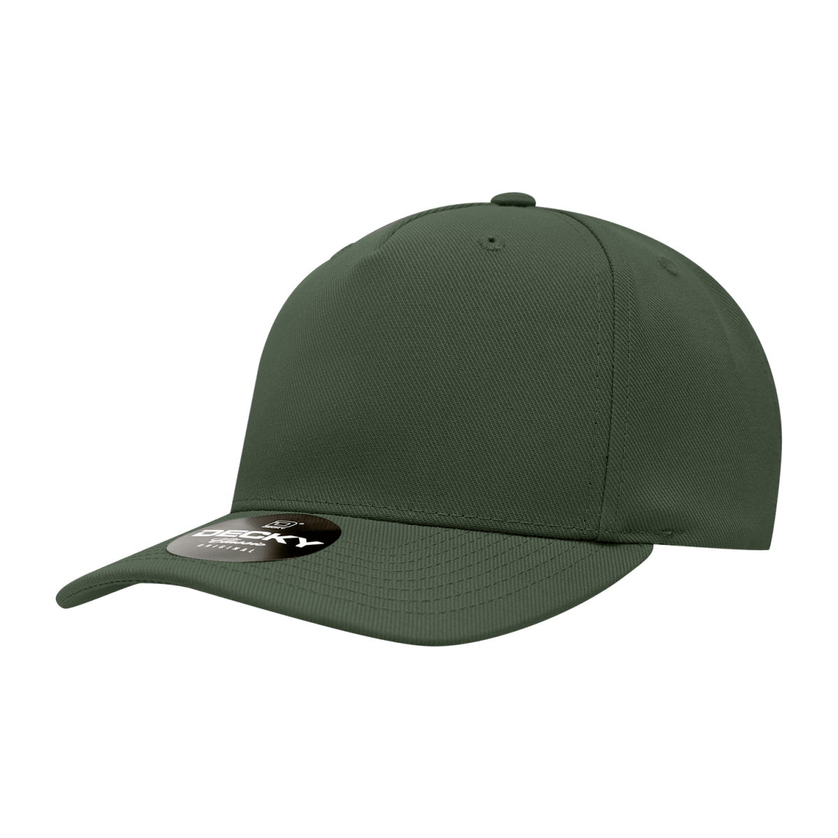 Decky 5 Panel Mid Profile Structured Polyester Cap | Decky 6038 Olive Standard Hats