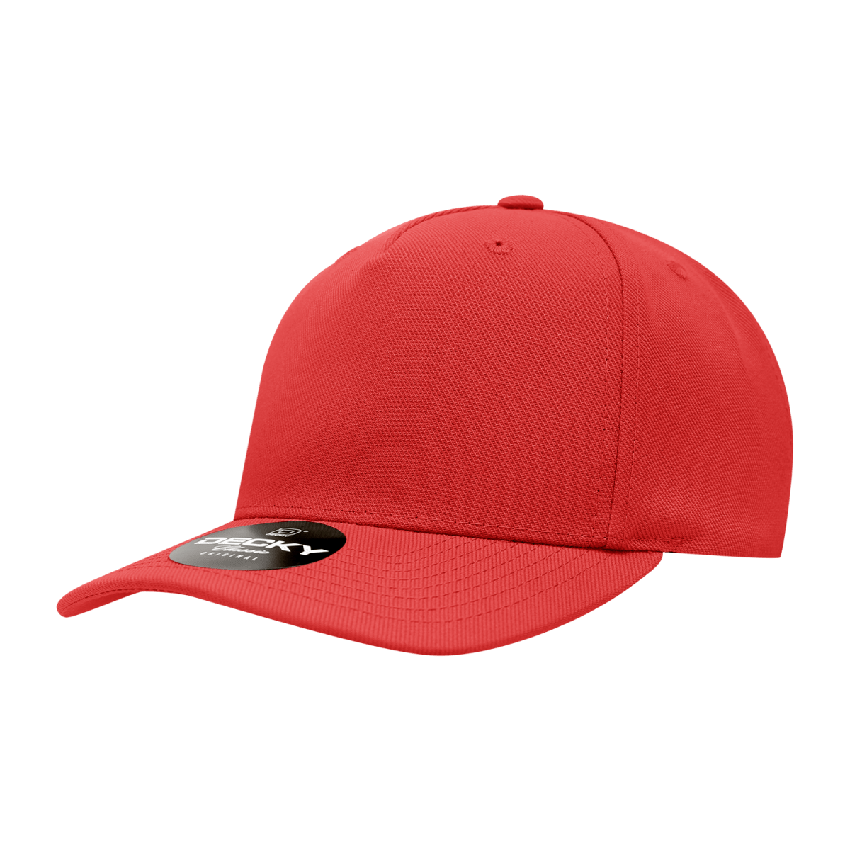 Decky 5 Panel Mid Profile Structured Polyester Cap | Decky 6038 Red Standard Hats