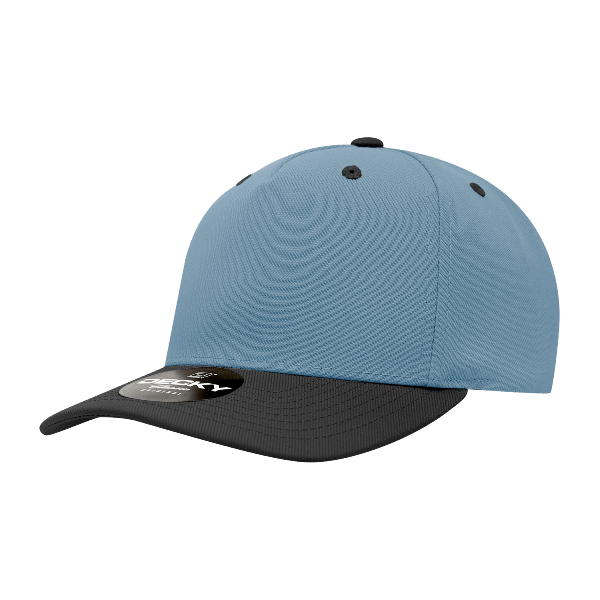 Decky 5 Panel Mid Profile Structured Polyester Cap | Decky 6038 Sky/Black Standard Hats