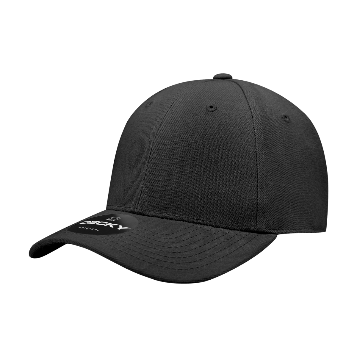 Decky 6 Panel High Profile Structured Acrylic/Polyester Fitted | Decky 402 Black 7 3/8