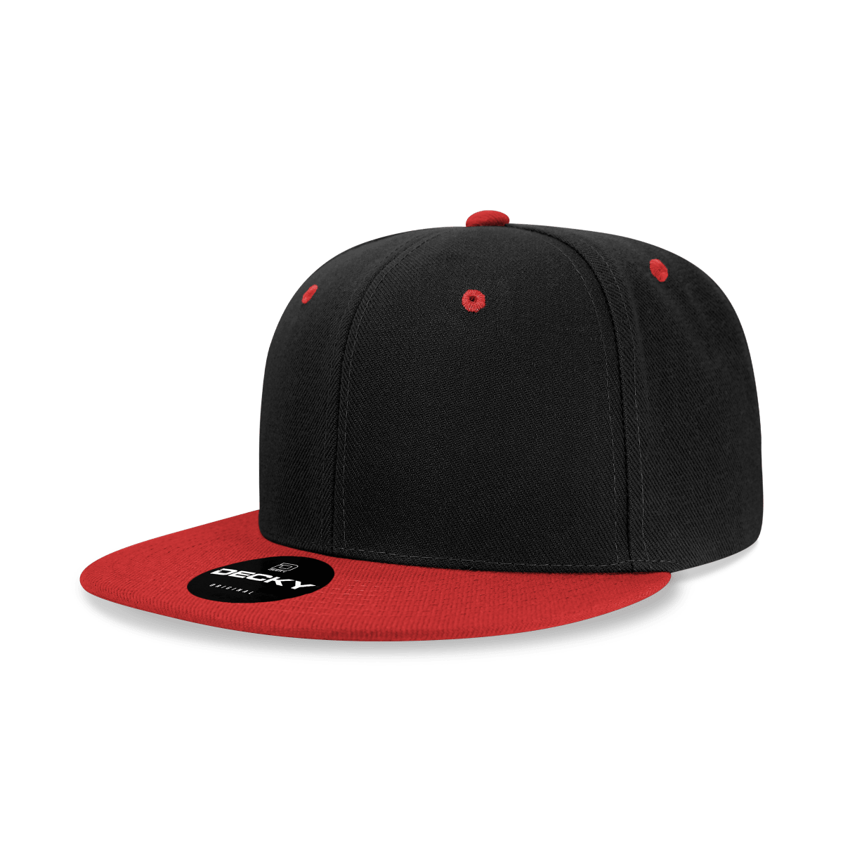 Decky 6 Panel High Profile Structured Acrylic/Polyester Snapback | Decky 6020 Black/Red Standard