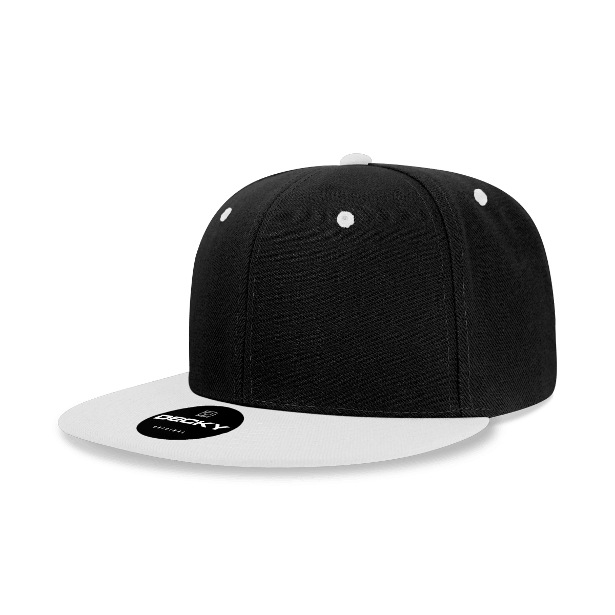 Decky 6 Panel High Profile Structured Acrylic/Polyester Snapback | Decky 6020 Black/White Standard