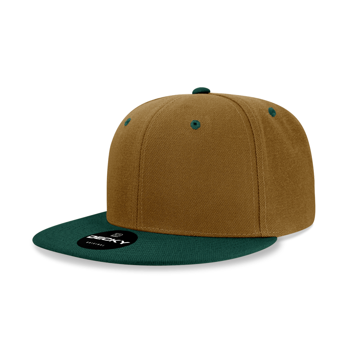 Decky 6 Panel High Profile Structured Acrylic/Polyester Snapback | Decky 6020 Coyote/Forest Standard