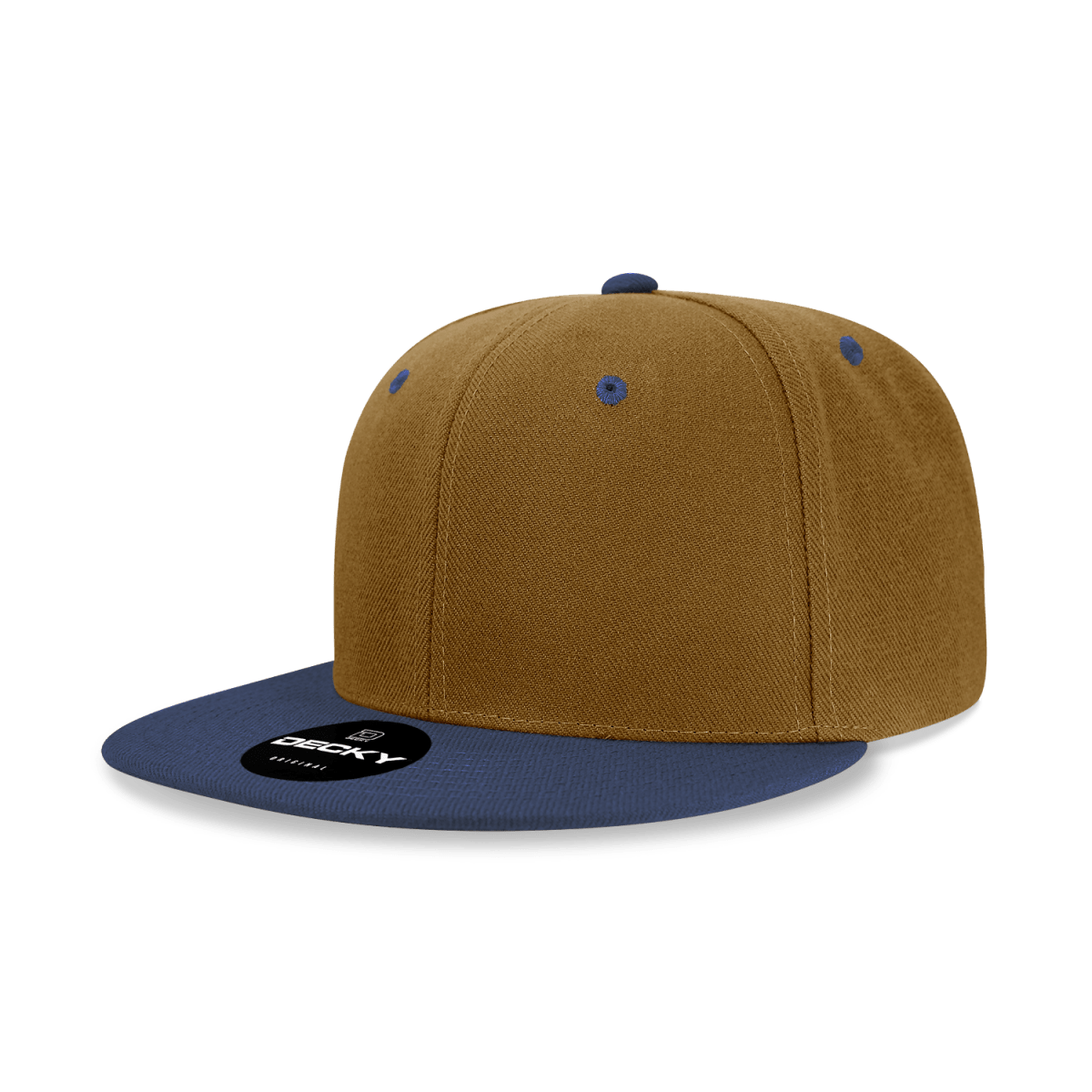 Decky 6 Panel High Profile Structured Acrylic/Polyester Snapback | Decky 6020 Coyote/Navy Standard
